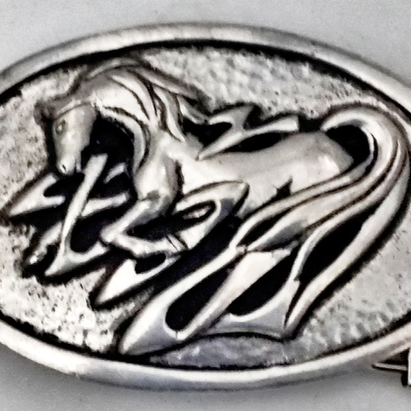 Vintage St. Justin Silver Horse Belt Buckle - Picture 7 of 7